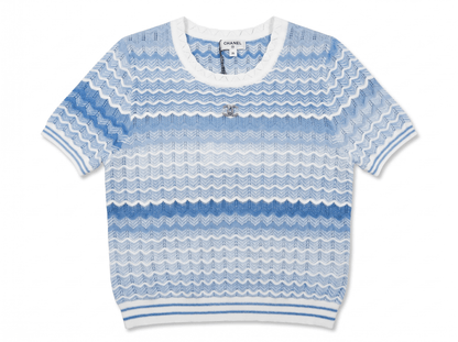 💙 Chanel Chevron Knit Short Sleeve Sweater - MASTERPIECE