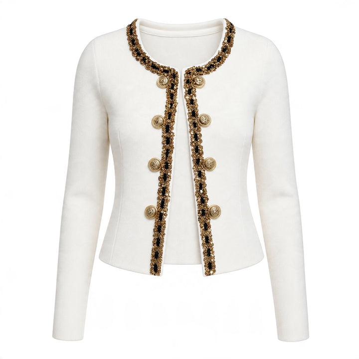 Chanel Cropped Cardigan – Ivory Gold Trim