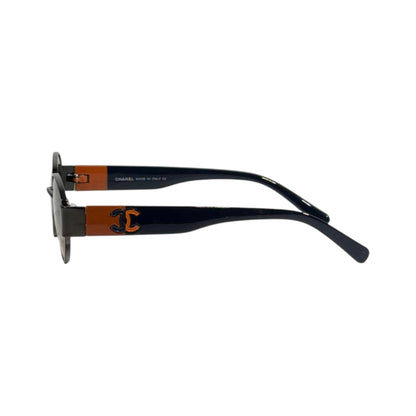 Chanel Inspired Round Sunglasses – Navy & Orange Statement Look 🧡💙 - MASTERPIECE