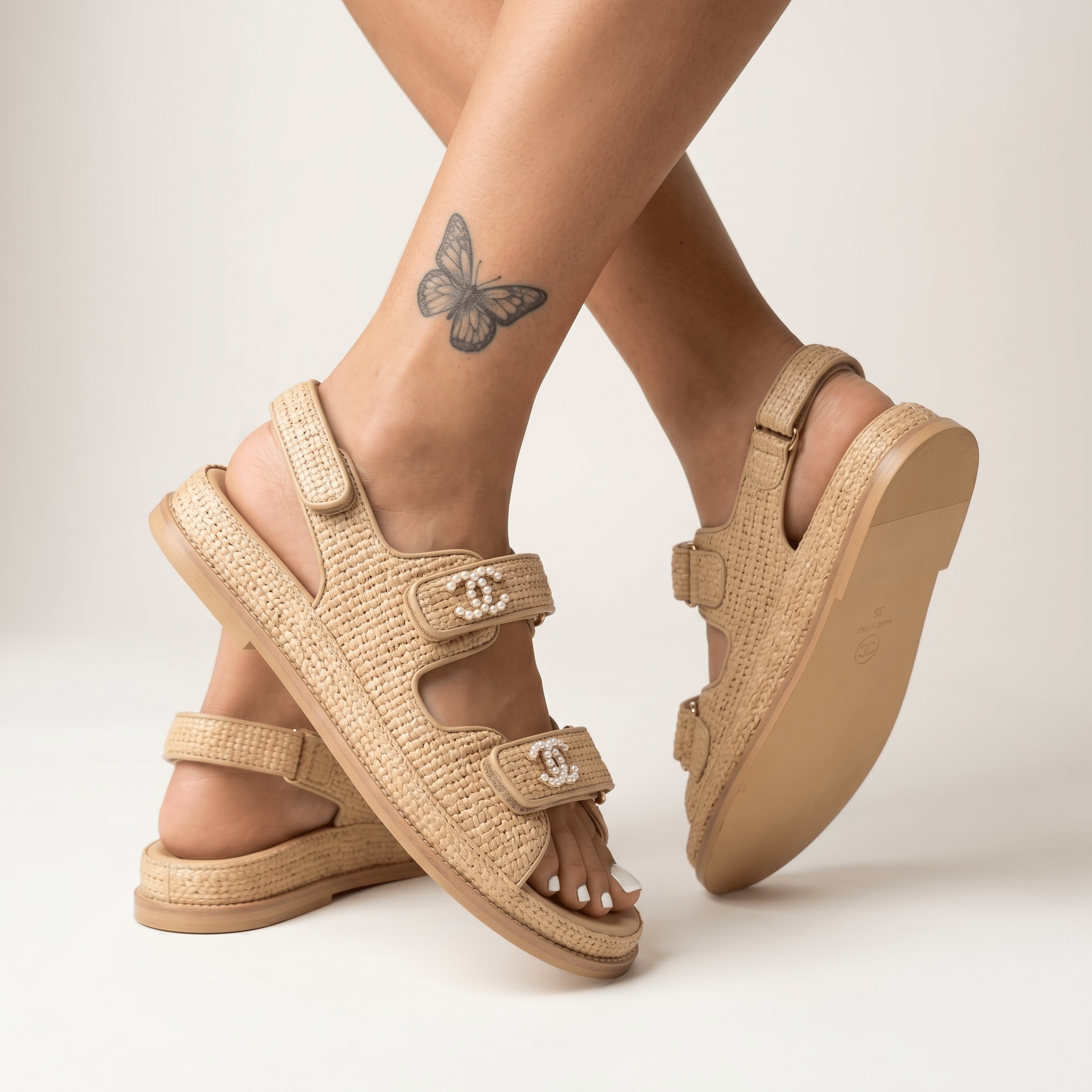 Chanel-Inspired Woven Comfort Sandals ✨🤍 - MASTERPIECE