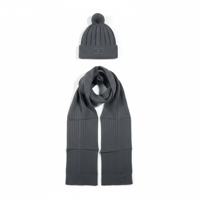Chanel Knit Beanie & Scarf Set — Grey - MASTERPIECE