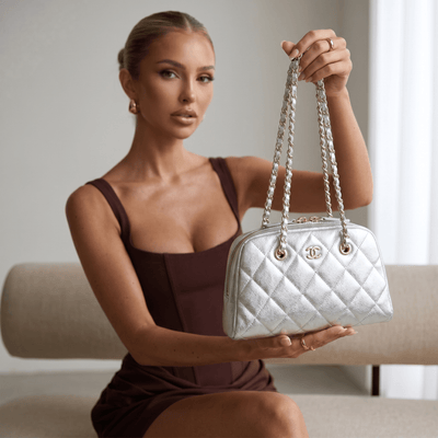 Chanel Metallic Silver Quilted Chain Bowling Bag ✨🩶 - MASTERPIECE