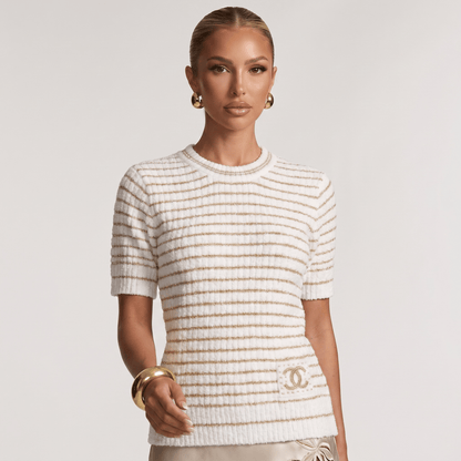 🤍 Chanel Metallic Stripe Knit Top - MASTERPIECE