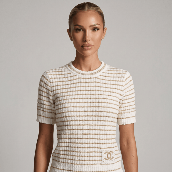 🤍 Chanel Metallic Stripe Knit Top