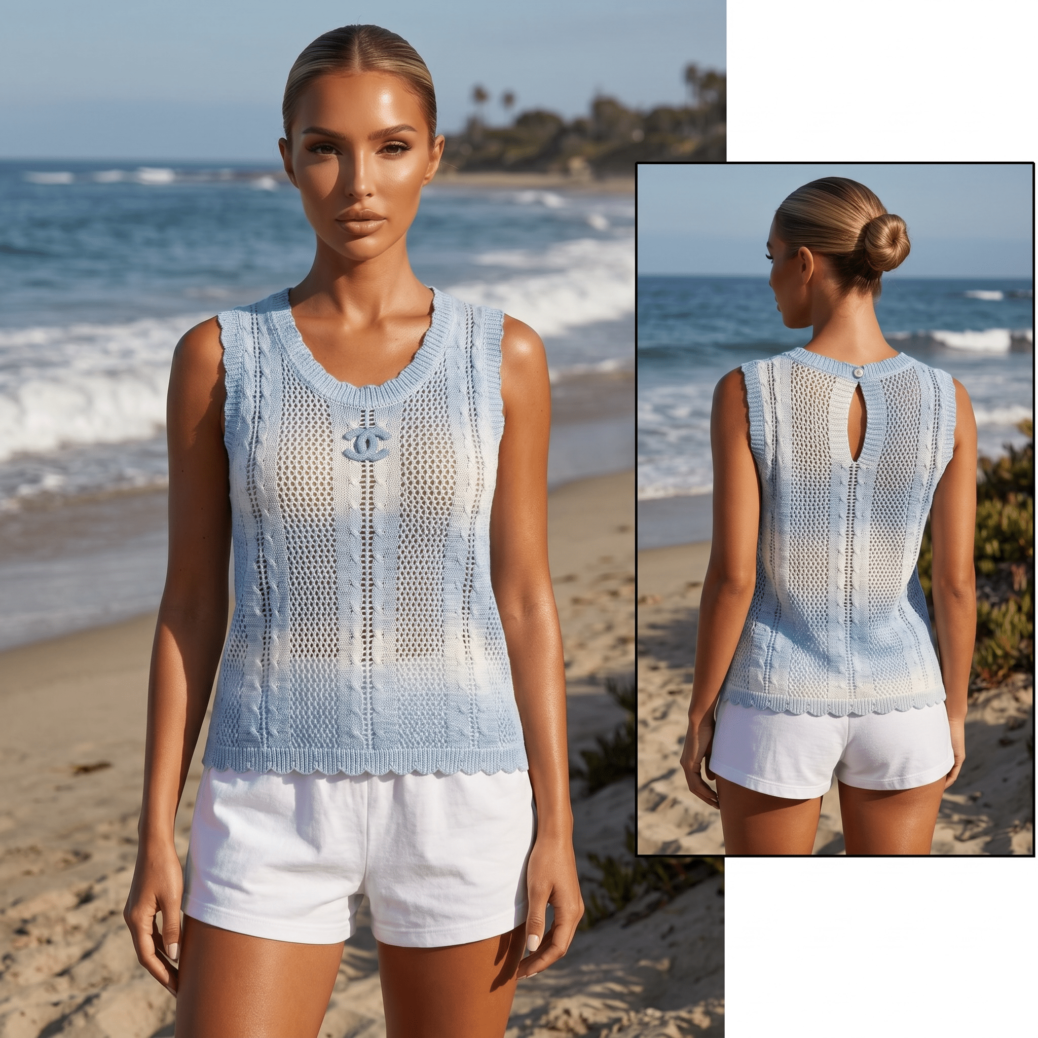 🩵 Chanel Open-Knit Sleeveless Top ✨ - MASTERPIECE