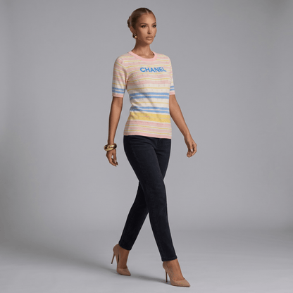 🌸 Chanel Pastel Stripe Ribbed Knit Top - MASTERPIECE