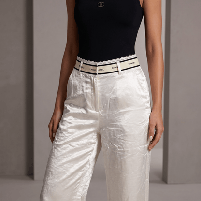 Chanel Pearl Satin Wide-Leg Trousers 🤍✨ - MASTERPIECE