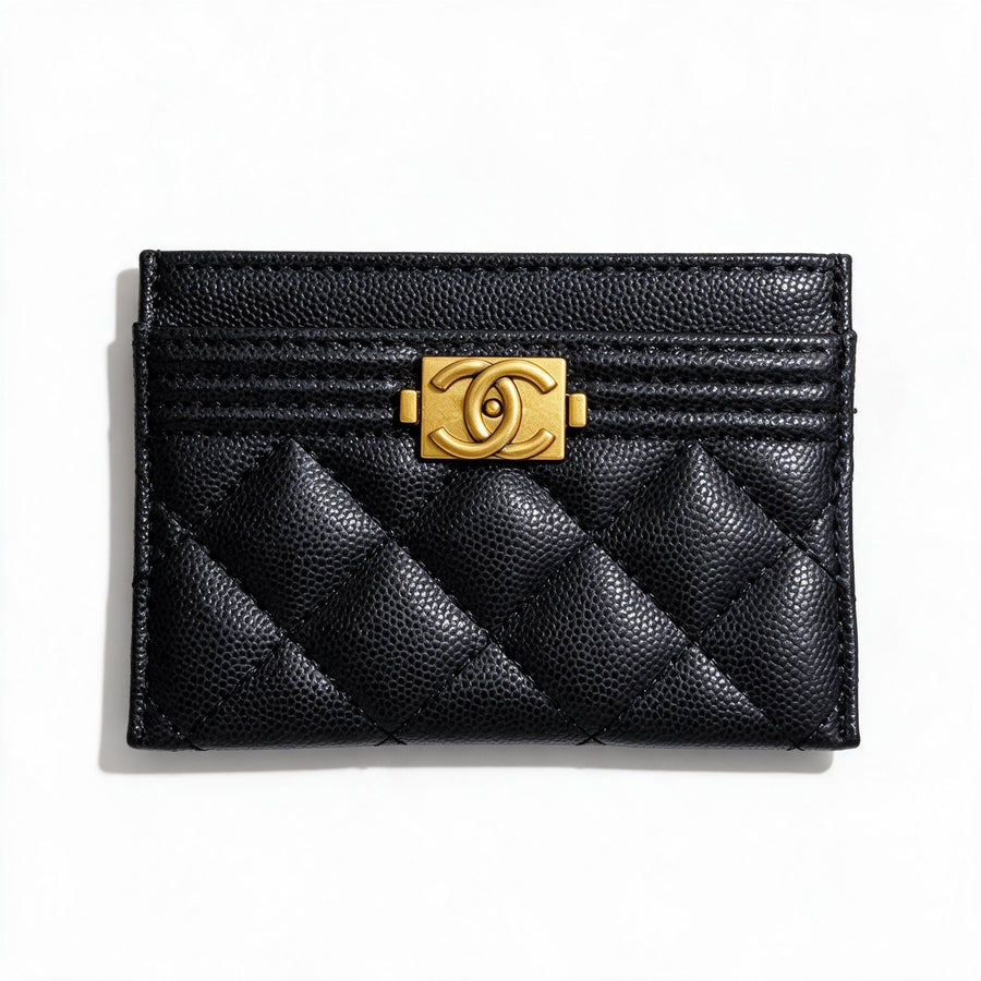 Chanel Quilted Card Holder — Black