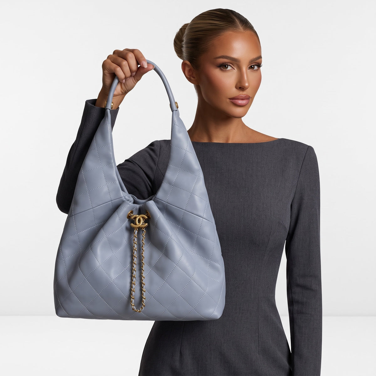 Chanel Quilted Hobo Bag — Blue