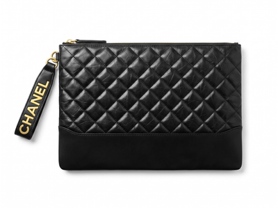 ✨ Chanel Quilted Leather Large Zip Pouch – Black - MASTERPIECE