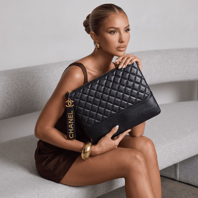 ✨ Chanel Quilted Leather Large Zip Pouch – Black - MASTERPIECE