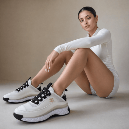 Chanel Quilted Runner Sneakers – Ivory Luxe Edition 🤍🖤 - MASTERPIECE