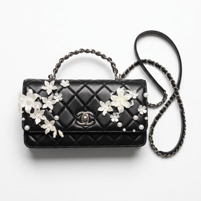 Chanel Quilted Top-Handle Bag – Black Floral 🌸🖤 - MASTERPIECE