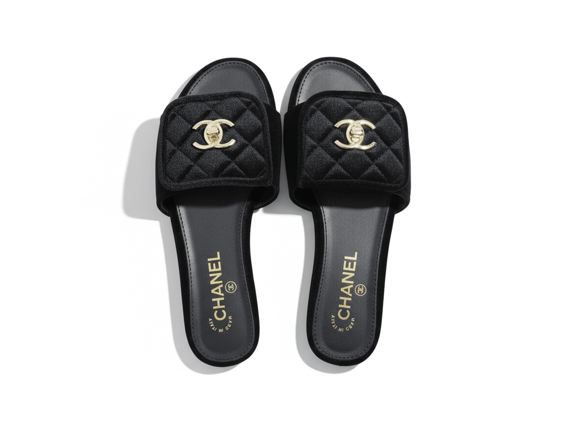 CHANEL Quilted Velvet Slides – Black 🖤✨ | Timeless CC Luxury - MASTERPIECE