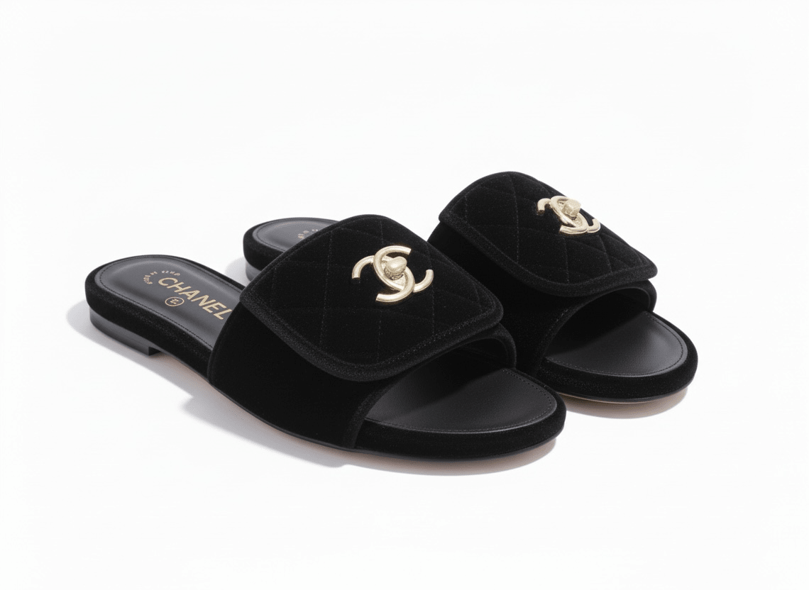 CHANEL Quilted Velvet Slides – Black 🖤✨ | Timeless CC Luxury - MASTERPIECE