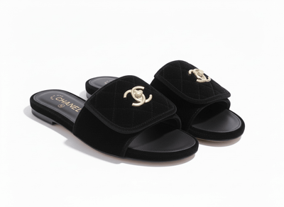 CHANEL Quilted Velvet Slides – Black 🖤✨ | Timeless CC Luxury - MASTERPIECE