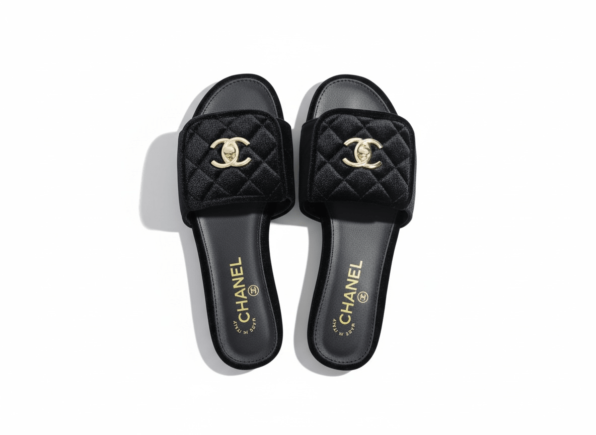 CHANEL Quilted Velvet Slides – Black 🖤✨ | Timeless CC Luxury - MASTERPIECE