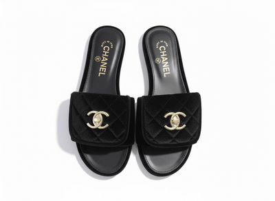 CHANEL Quilted Velvet Slides – Black 🖤✨ | Timeless CC Luxury - MASTERPIECE