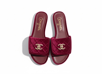 CHANEL Quilted Velvet Slides – Burgundy ❤️✨ | Luxe Comfort Icon - MASTERPIECE