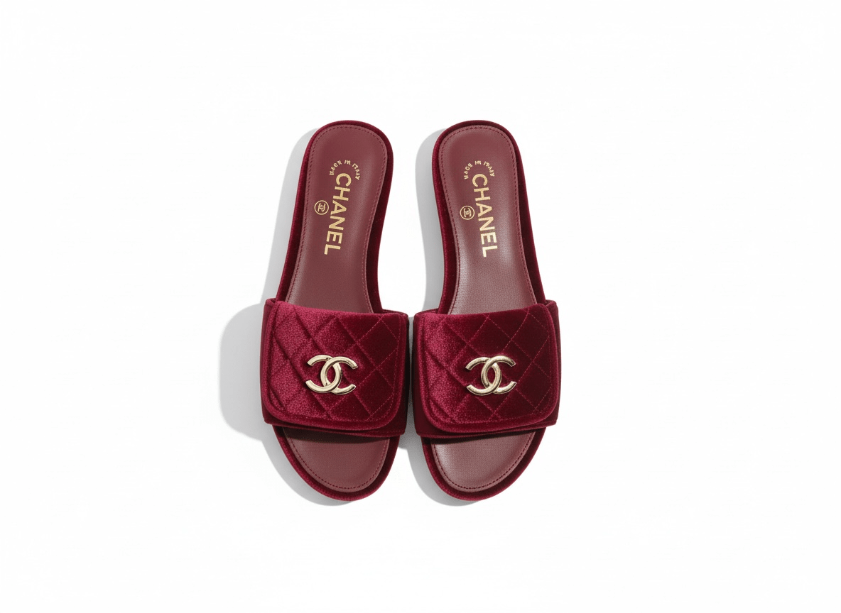 CHANEL Quilted Velvet Slides – Burgundy ❤️✨ | Luxe Comfort Icon - MASTERPIECE