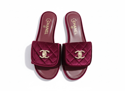 CHANEL Quilted Velvet Slides – Burgundy ❤️✨ | Luxe Comfort Icon - MASTERPIECE