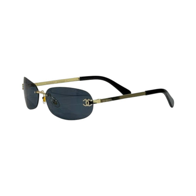 Chanel Rimless Rectangular Sunglasses 🕶️ | Gold Frame CC Logo Eyewear - MASTERPIECE