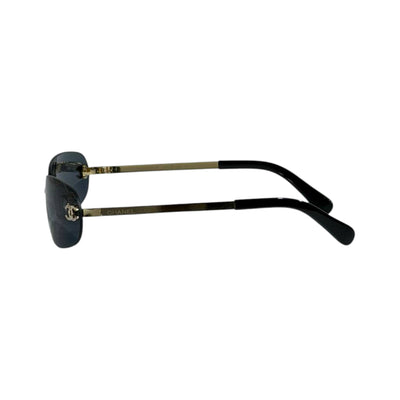 Chanel Rimless Rectangular Sunglasses 🕶️ | Gold Frame CC Logo Eyewear - MASTERPIECE