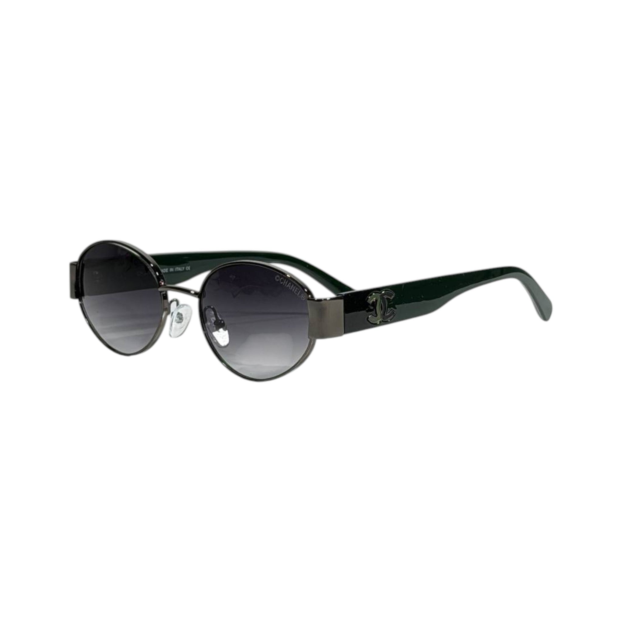 Chanel Round Sunglasses – Green & Black CC Luxury 🕶️💚✨ - MASTERPIECE