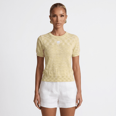 💛 Chanel Textured Knit Top – Butter Yellow - MASTERPIECE