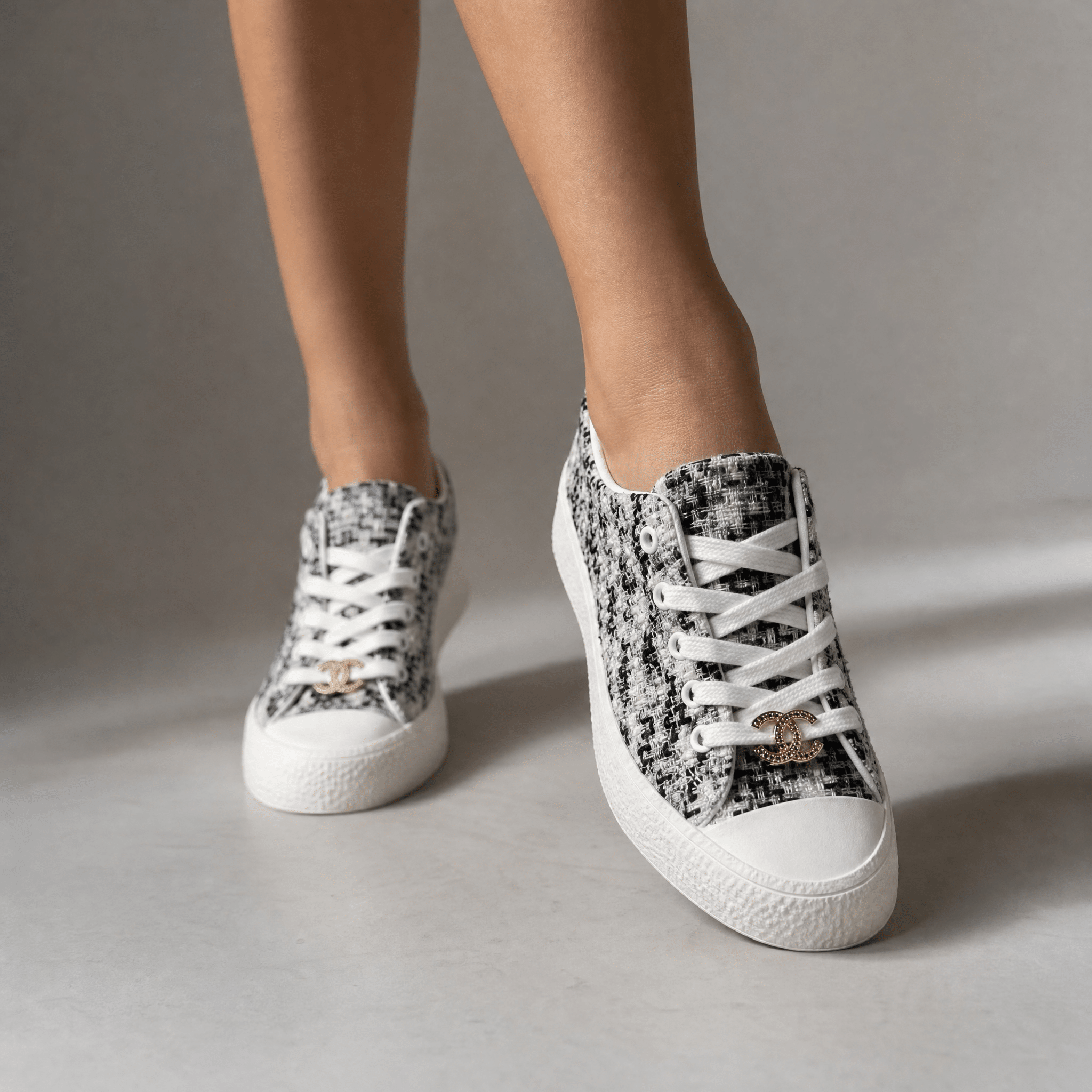 Chanel Tweed Platform Sneakers – Black & White Luxe Edition 🤍🖤 - MASTERPIECE