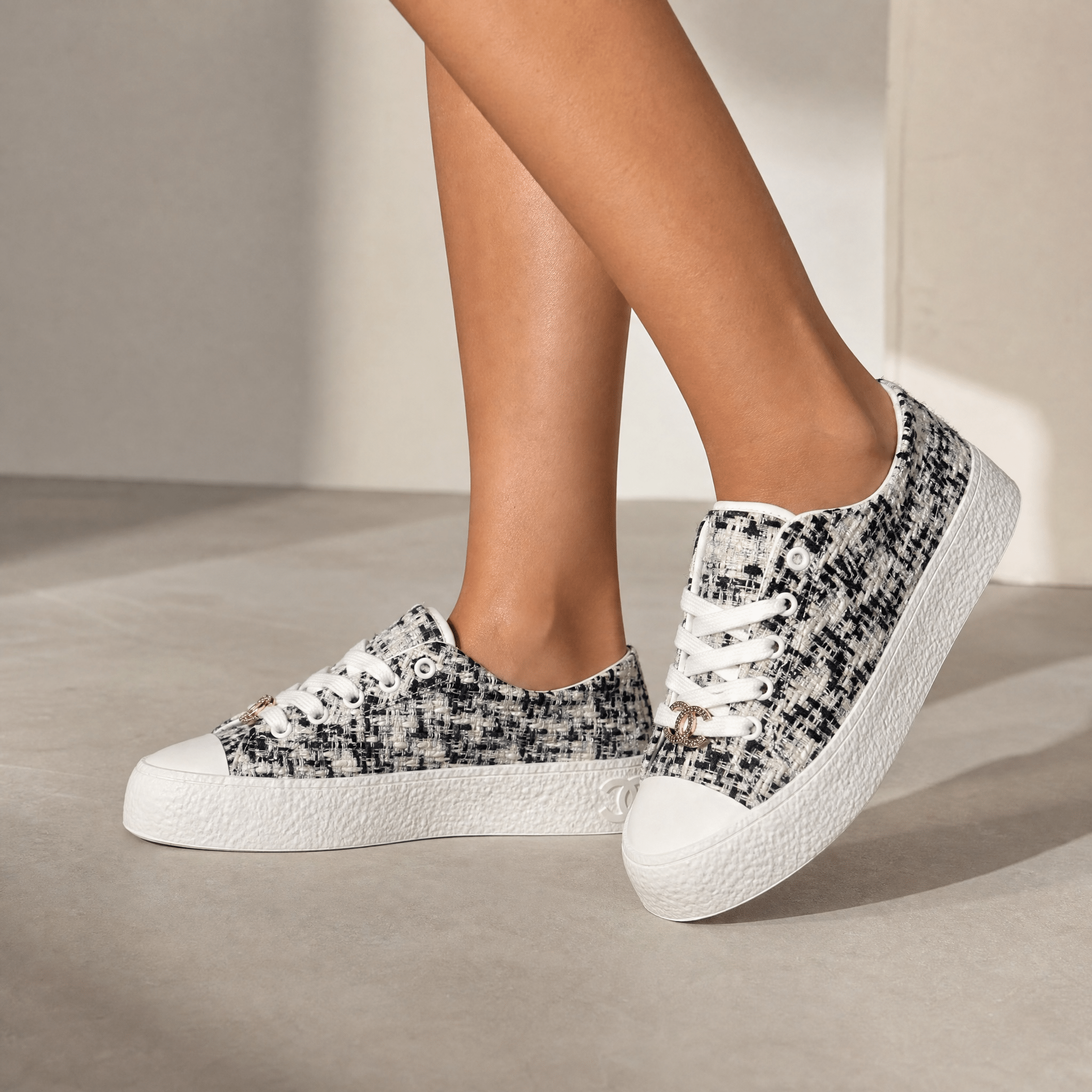 Chanel Tweed Platform Sneakers – Black & White Luxe Edition 🤍🖤 - MASTERPIECE