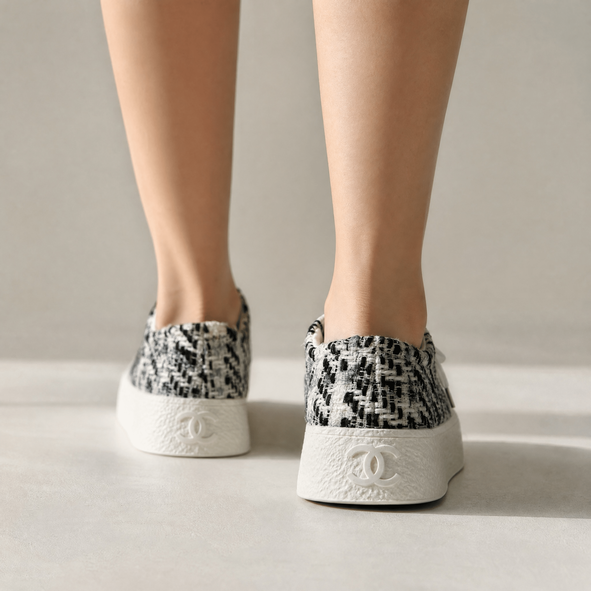 Chanel Tweed Platform Sneakers – Black & White Luxe Edition 🤍🖤 - MASTERPIECE