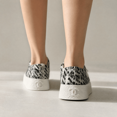 Chanel Tweed Platform Sneakers – Black & White Luxe Edition 🤍🖤 - MASTERPIECE