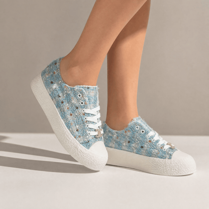 Chanel Tweed Platform Sneakers – Sky Blue Glam Edition 💎🩵 - MASTERPIECE