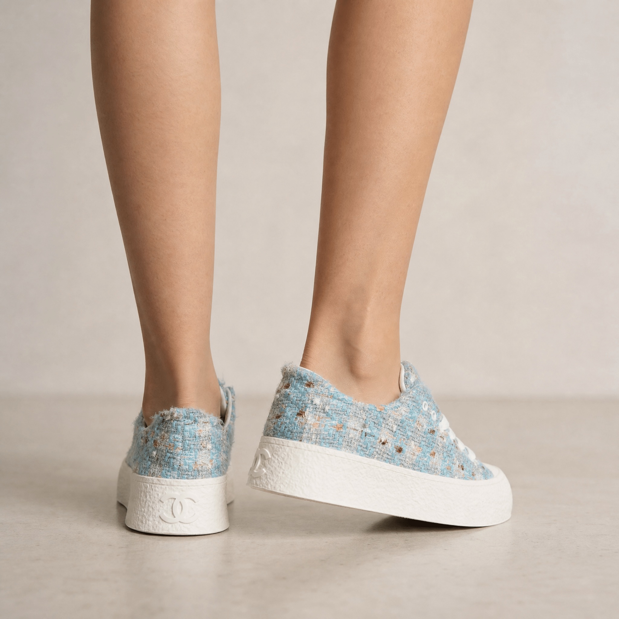 Chanel Tweed Platform Sneakers – Sky Blue Glam Edition 💎🩵 - MASTERPIECE
