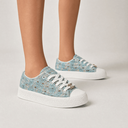 Chanel Tweed Platform Sneakers – Sky Blue Glam Edition 💎🩵 - MASTERPIECE