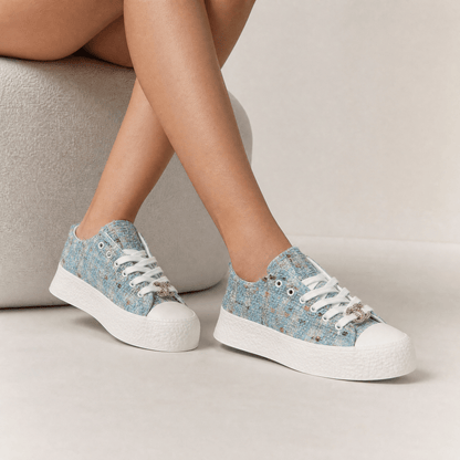 Chanel Tweed Platform Sneakers – Sky Blue Glam Edition 💎🩵 - MASTERPIECE