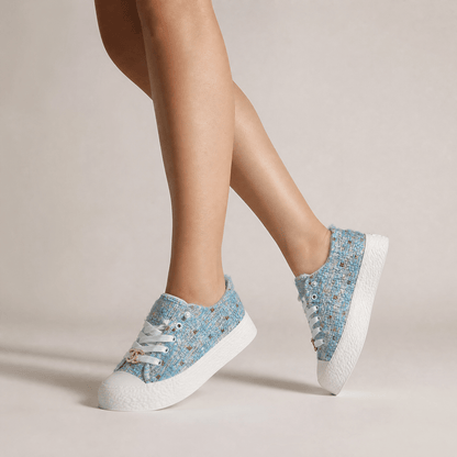 Chanel Tweed Platform Sneakers – Sky Blue Glam Edition 💎🩵 - MASTERPIECE