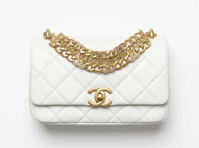 🤍 Chanel White Crystal Chain Flap Bag 🤍 - MASTERPIECE