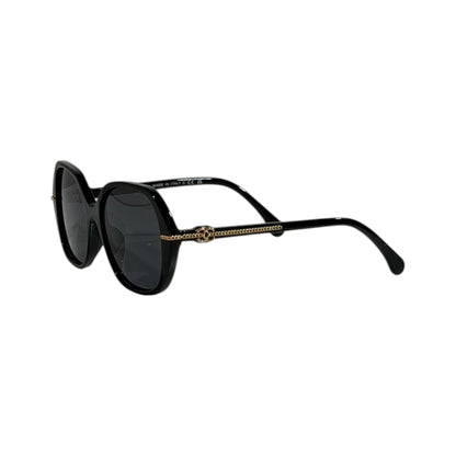 Channel Oversized Round Sunglasses – Black Frame Gold Detail 🕶️✨ - MASTERPIECE