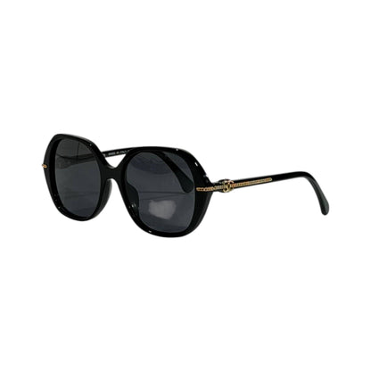 Channel Oversized Round Sunglasses – Black Frame Gold Detail 🕶️✨ - MASTERPIECE