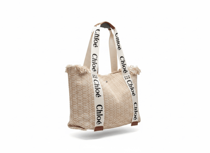 🤍 Chloé Beige Woven Tote Bag | Elegant Summer Beach Shopper 🌴 - MASTERPIECE