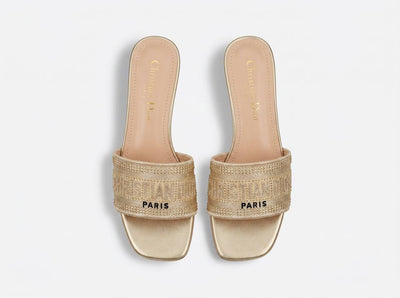 Christian Dior Dway Crystal Logo Slides – Gold ✨ - MASTERPIECE