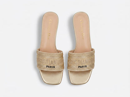 Christian Dior Dway Crystal Logo Slides – Gold ✨ - MASTERPIECE