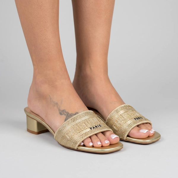 Christian Dior Dway Crystal Logo Slides – Gold ✨
