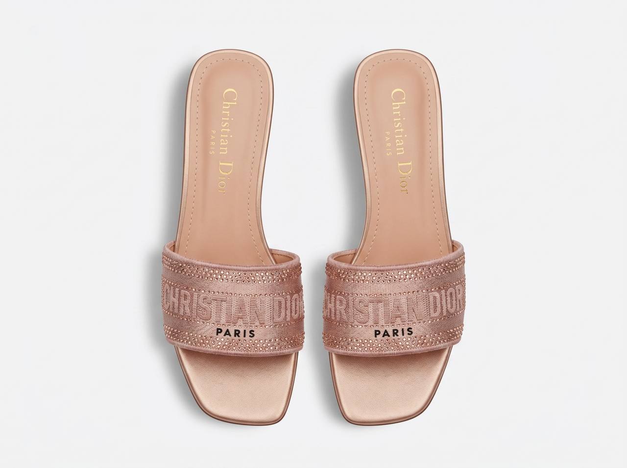 Christian Dior Dway Crystal Logo Slides – Nude Pink ✨ - MASTERPIECE