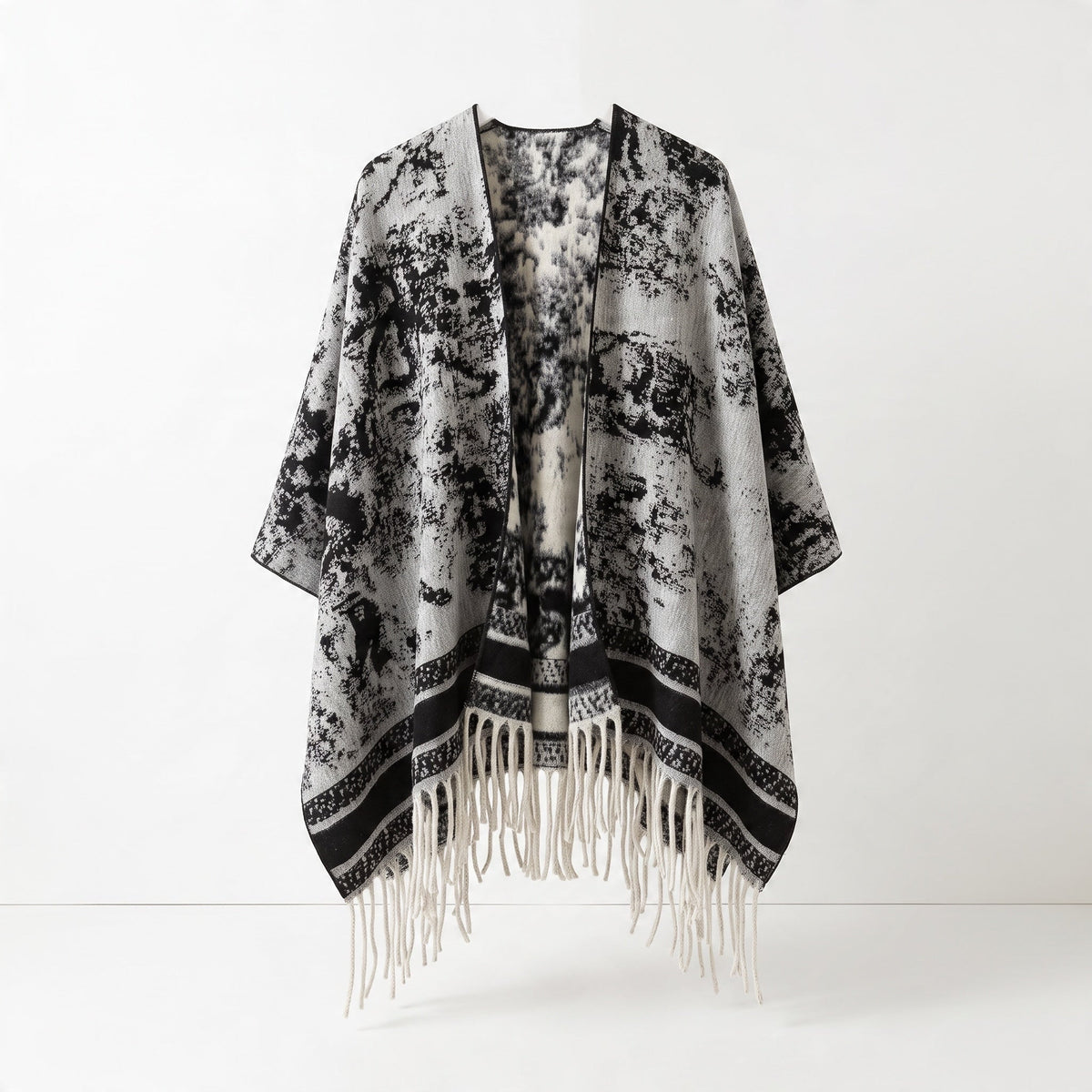 Christian dior Fringe Poncho – Black Marble - MASTERPIECE