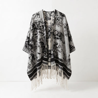 Christian dior Fringe Poncho – Black Marble - MASTERPIECE