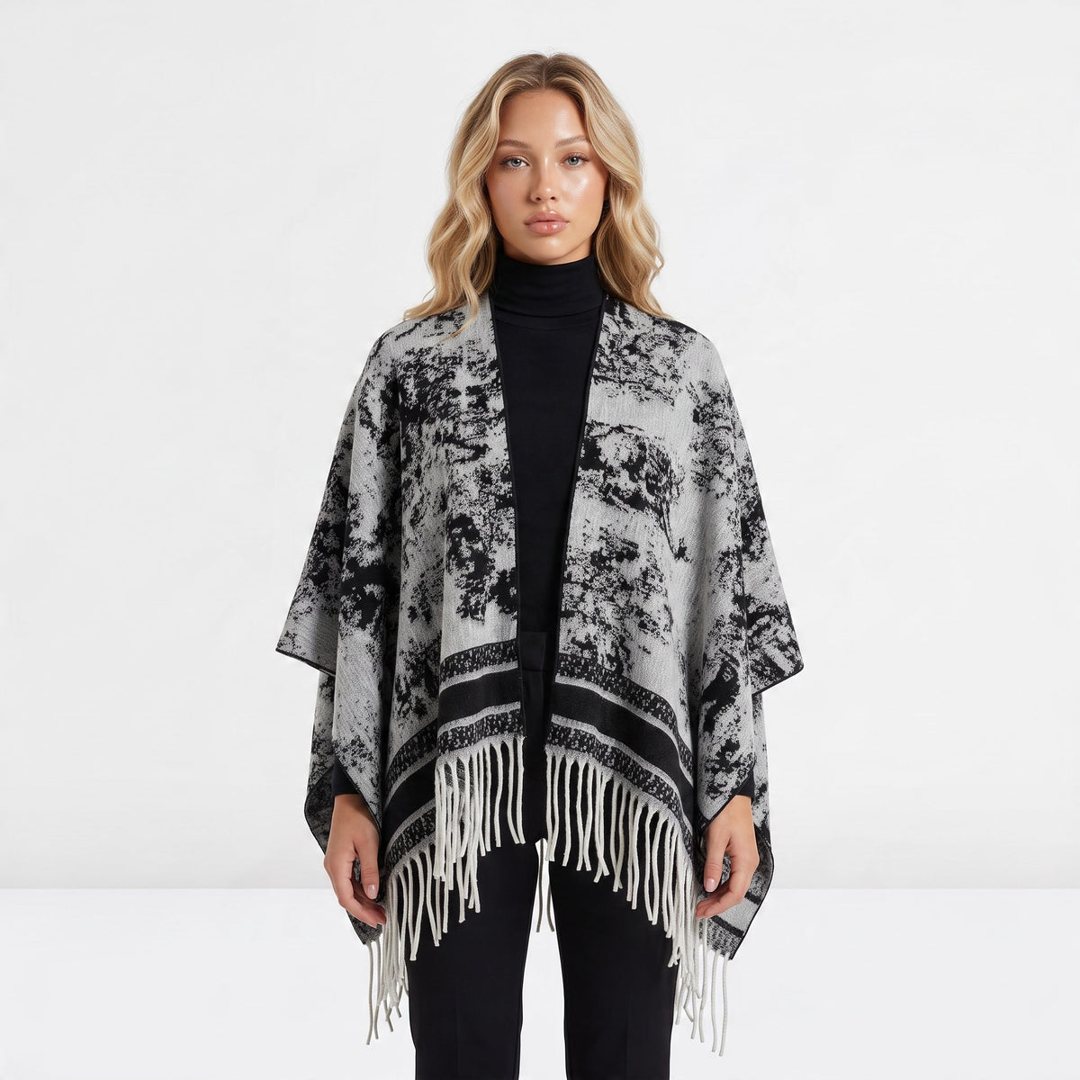 Christian dior Fringe Poncho – Black Marble - MASTERPIECE