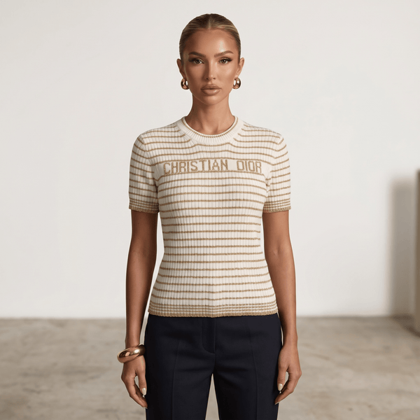 ✨ Christian Dior Metallic Stripe Knit Top